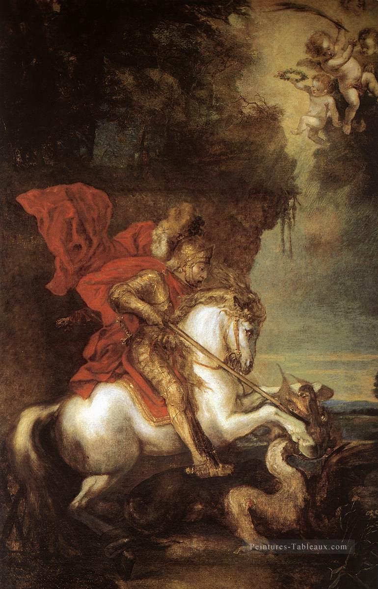 St George et le dragon baroque peintre de cour Anthony van Dyck Peintures à l'huile